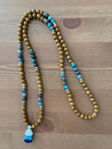 Collier pierres naturelles Jaspe bois et Jaspe Aqua Terra enroulé détendu